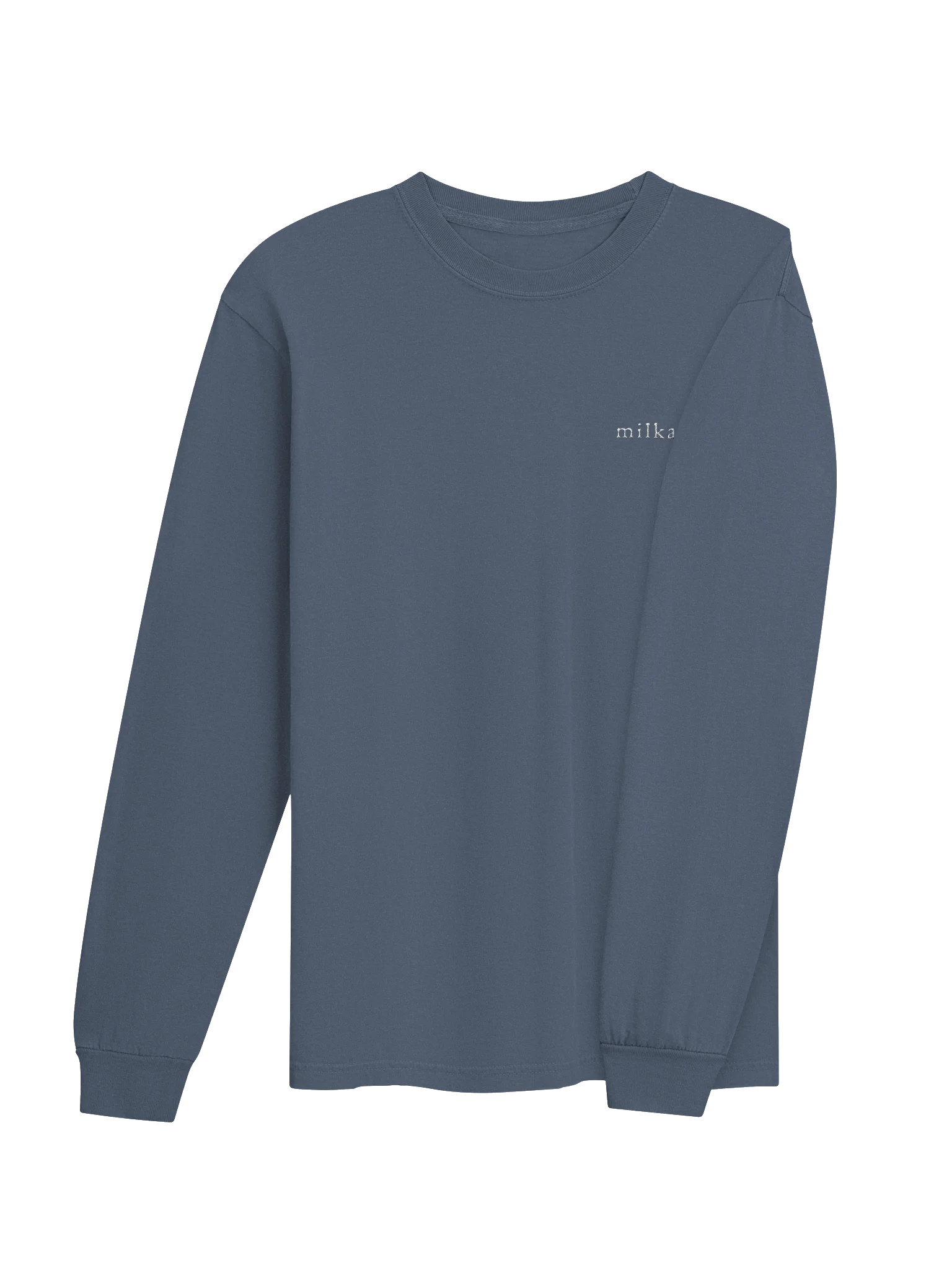 milkadamia long sleeve tee - embroidered - Blue Jean