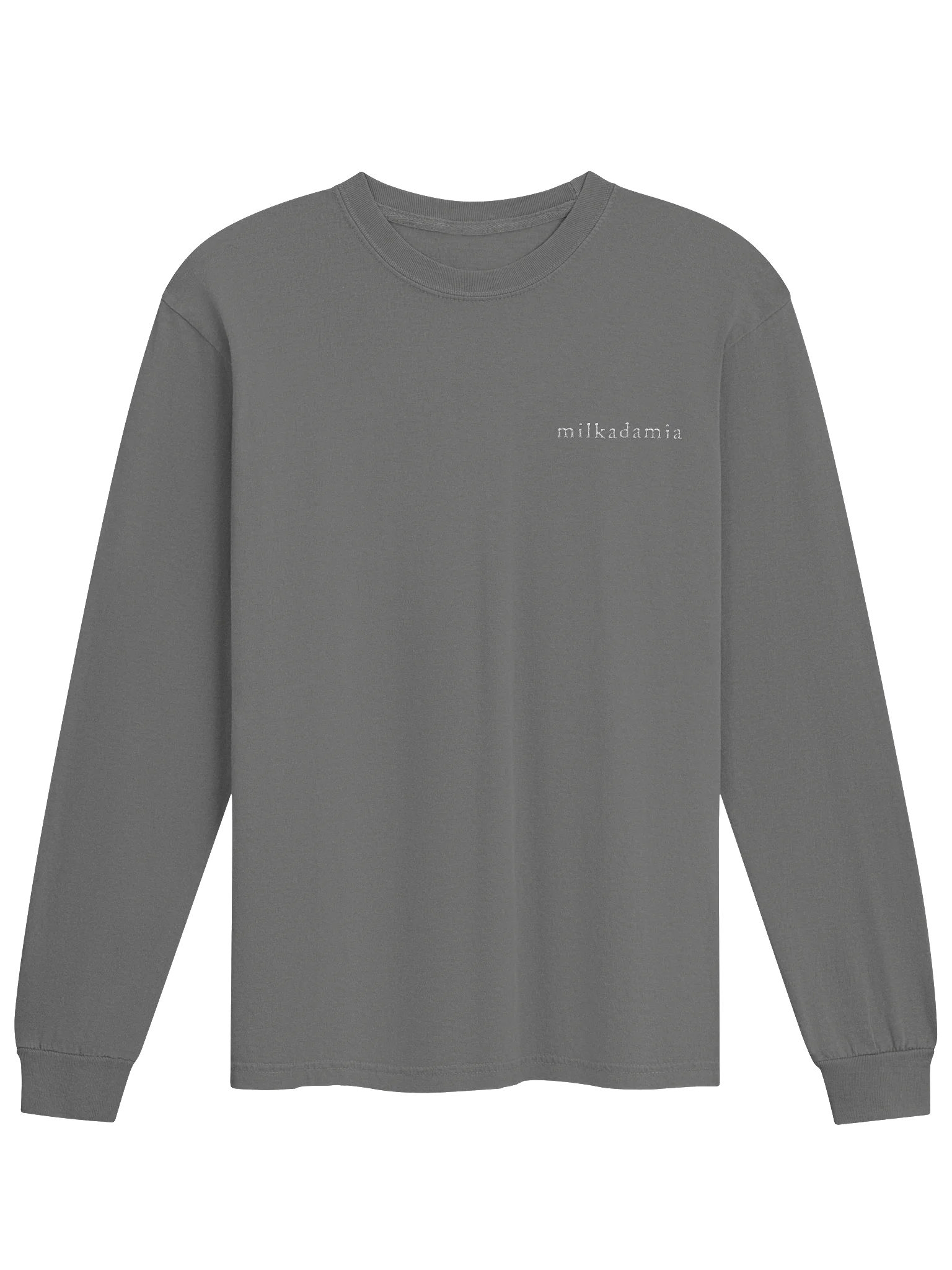 milkadamia long sleeve tee - embroidered - Grey