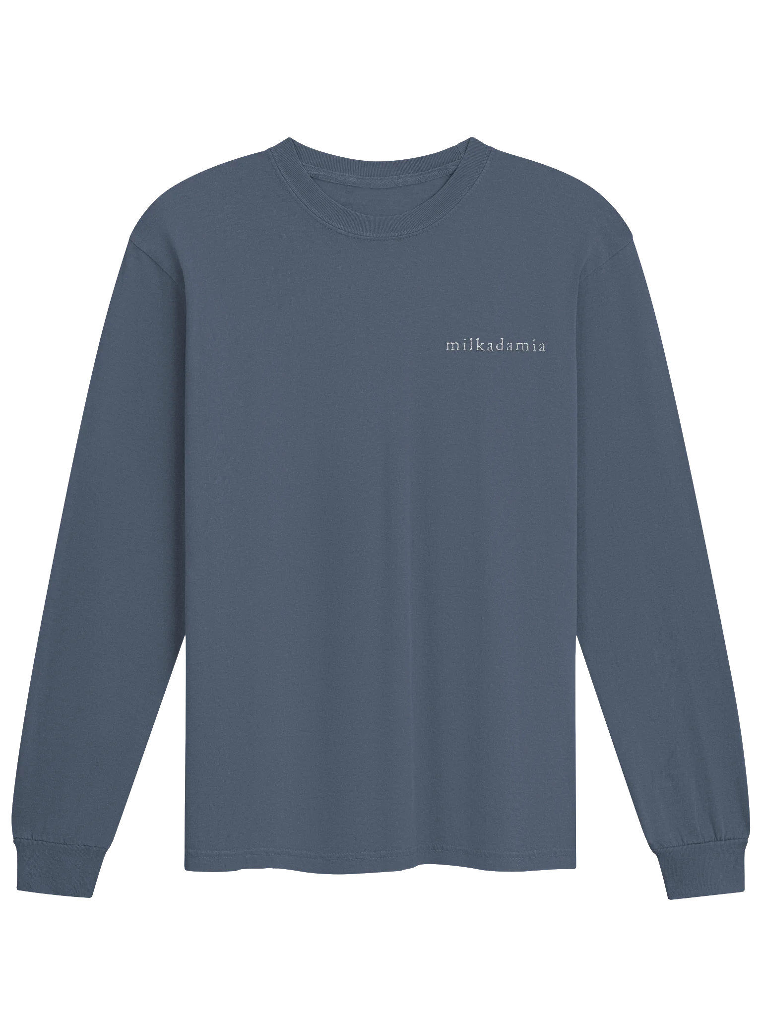 milkadamia long sleeve tee - embroidered - Blue Jean