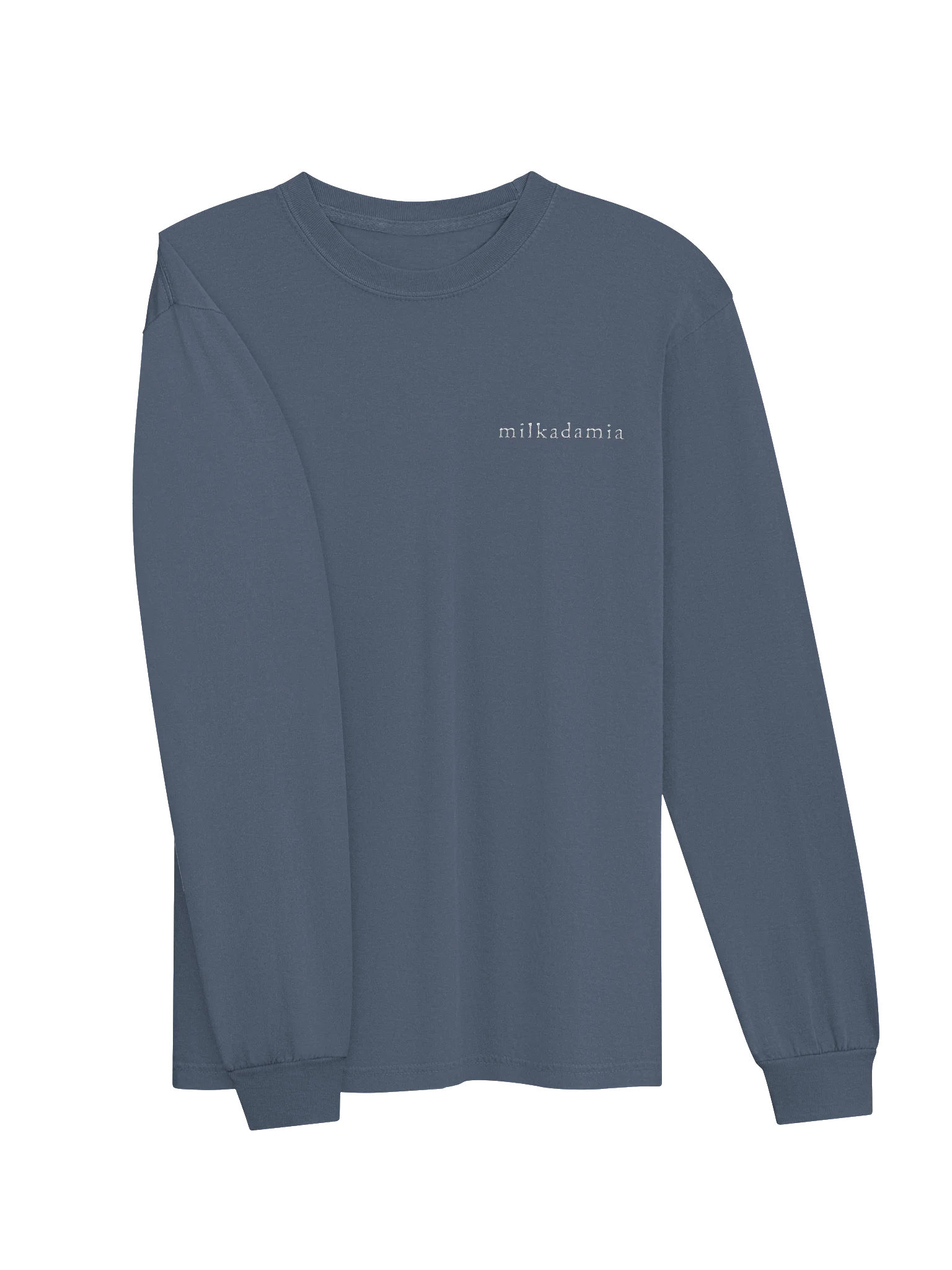 milkadamia long sleeve tee - embroidered - Blue Jean