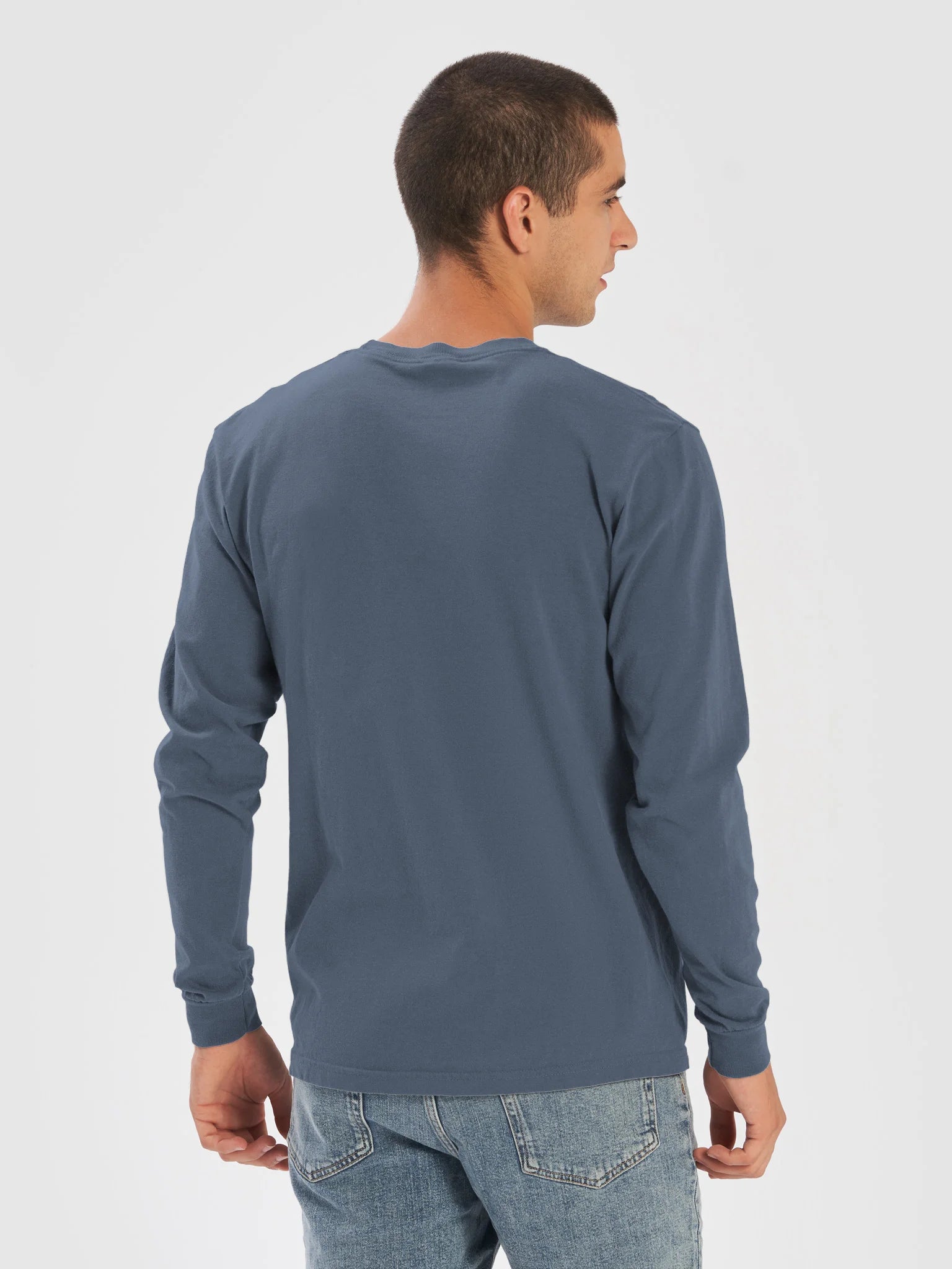 milkadamia long sleeve tee - embroidered - Blue Jean